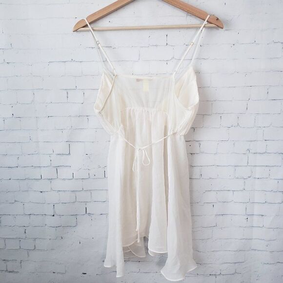 Flora Nikrooz Chiffon Nightie Lingerie Ivory Off White Size M Micro Pleats - Picture 7 of 7